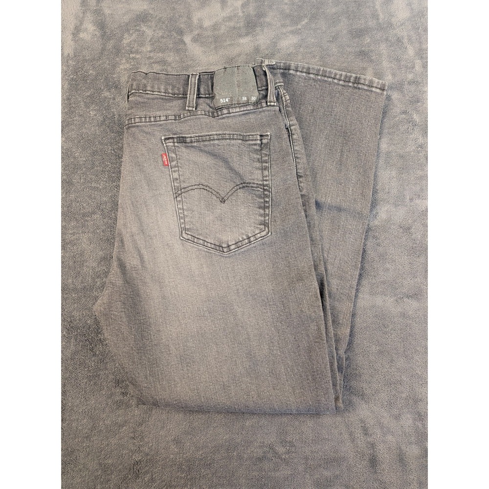 VTG Levis 514 Jeans Mens 38x32 Gray Denim Red Tab Dark Wash Streetwear Americana